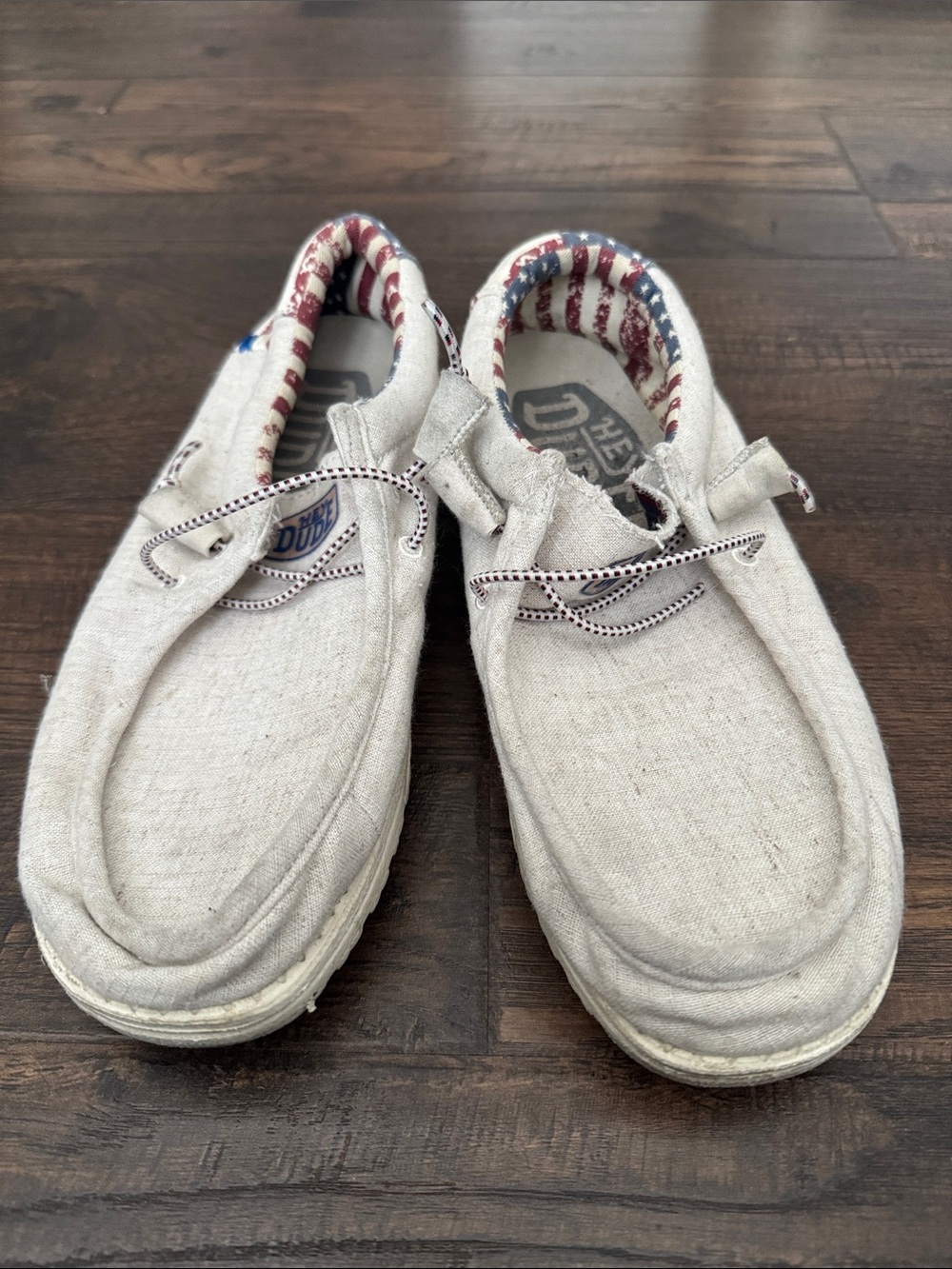 Hey Dude men’s  Slip-On Sneakers in Red, White & Blue Flag Print - Picture 2 of 5